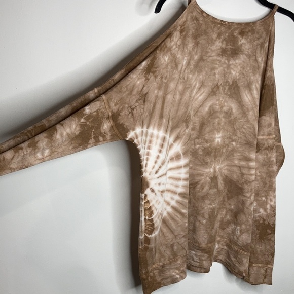 PPLA Petra cold shoulder top tan tie dye shirt size large - Picture 8 of 8
